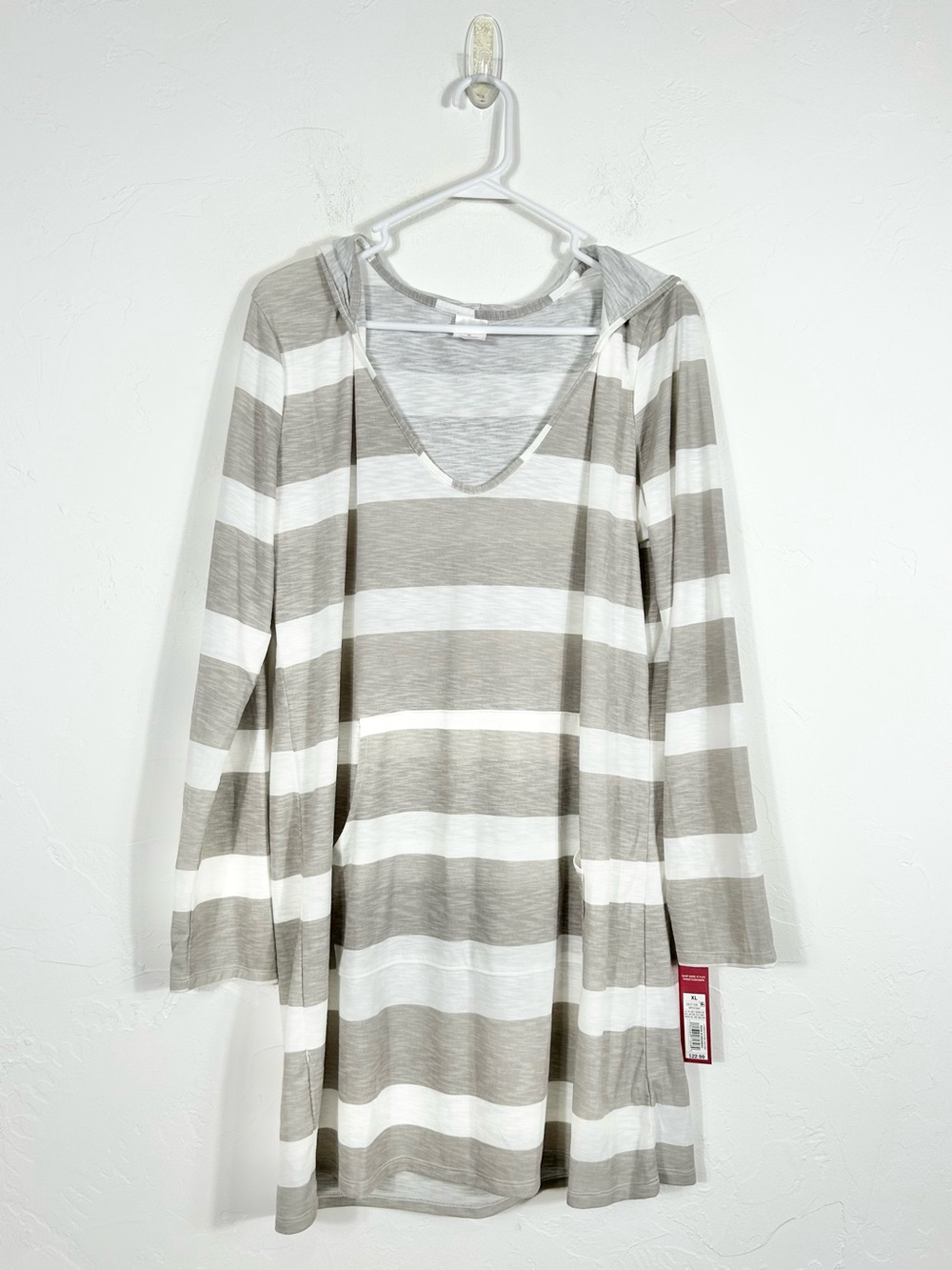 Merona Striped Long Sleeve Hoodie Dress Swimwear Beach Coverup NWT XL